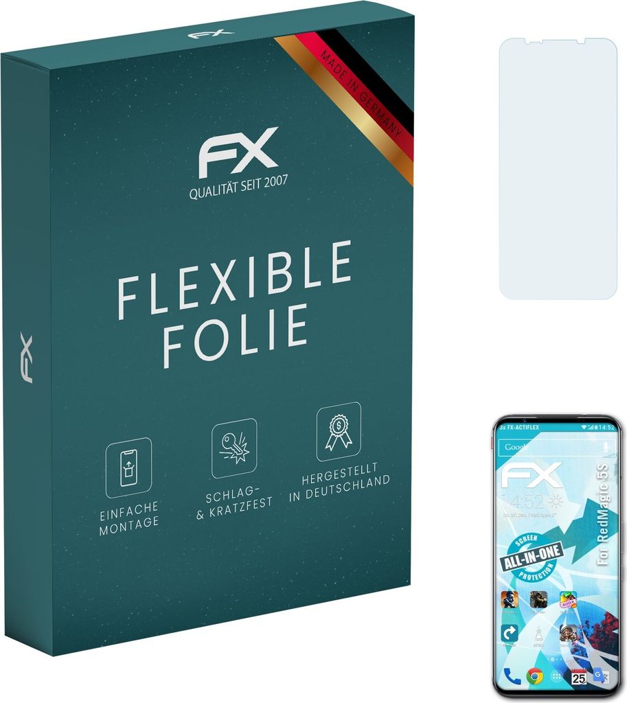 atFoliX FX-ActiFleX 3x Schutzfolie kompatibel mit RedMagic 5S Folie