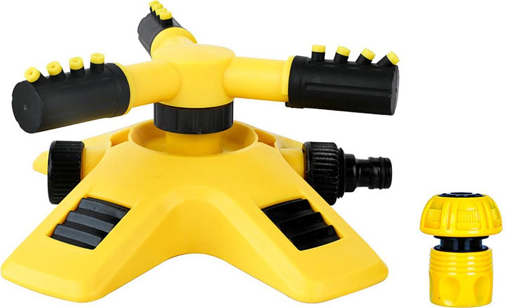 Automatischer Rasensprenger, 3-armiger, verstellbarer Gartensprinkler, 360-Grad-drehbarer Wassersprinkler, Gartenschlauchaufsatz zur Rasenbewässer...
