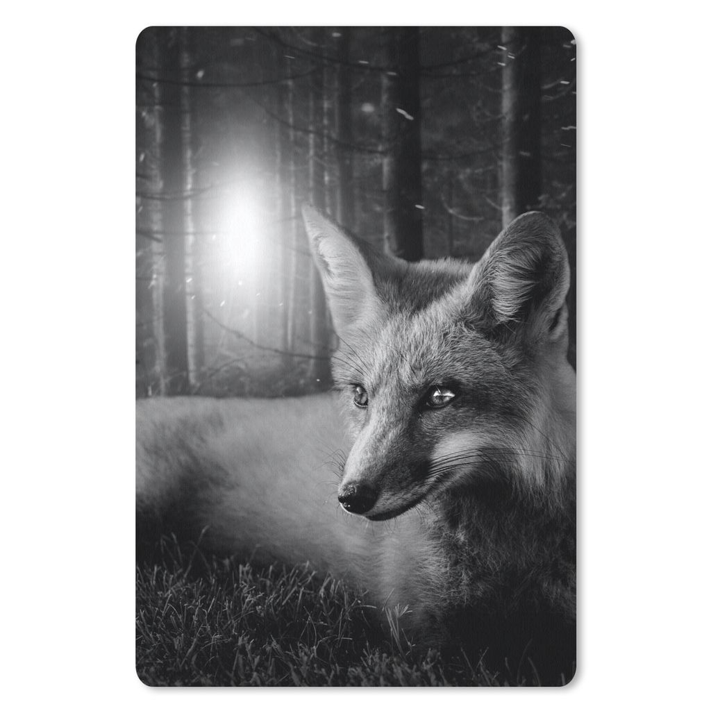 MuchoWow Mauspad Mousepad Fuchs zwischen den Bäumen im Dschungel - schwarz und weiß 40x60 cm - Mousepads - Maus Mat - Pad - Mausunterlage - Sch...