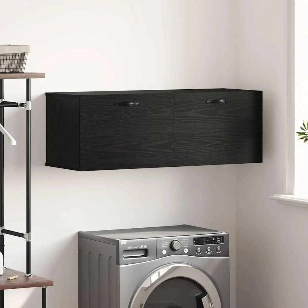 Armadio a Muro Vetrina Rovere Nero 100x36,5x35cm | Design Moderno 7034748