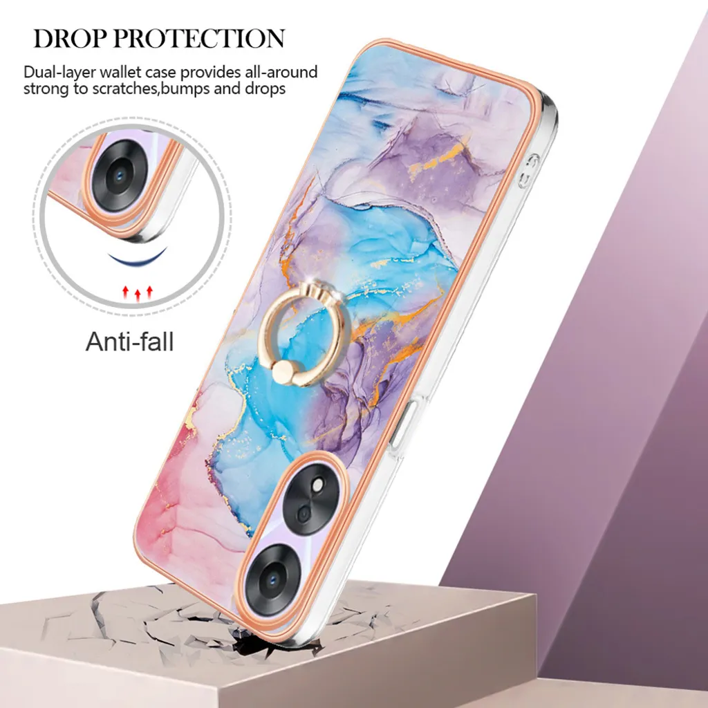Cover Blu Oppo A78 5G con Ring Holder - Design TPU Anti-Caduta - 2
