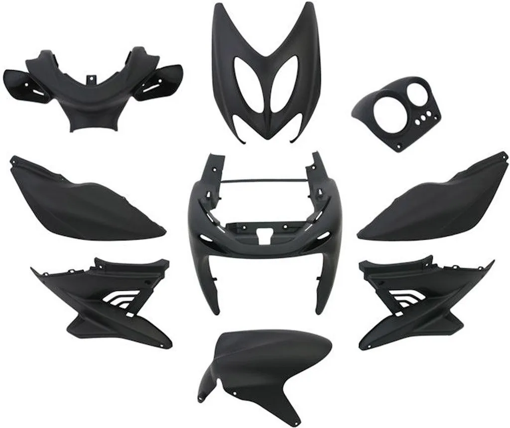 Kit Plastique Aerox 2014 Noir Mat 9 Pièces Haute Résistance