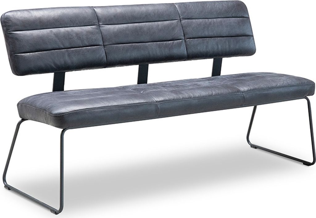 Maddy Bank 3,5-Sitzer Esszimmerbank Leder Schwarz