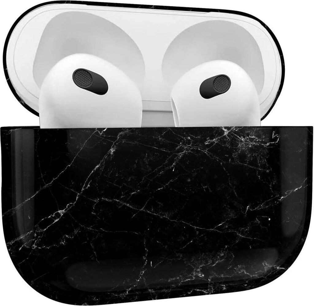 Hülle Marmor Muster AirPods 3 Qi kompatibel Schutzhülle robuster Bumper Schwarz