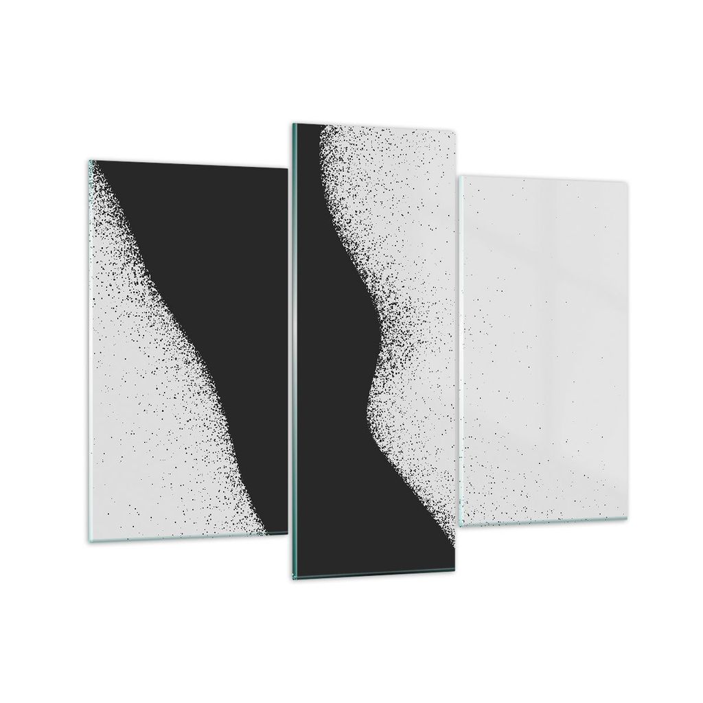 Bilder auf glas - 3 Teile - Schwarz Staub Weiß - 130x100cm - Glasbilder - Wandbilder - Bilder - zum Aufhängen bereit - Wanddekoration aus Glas - ...