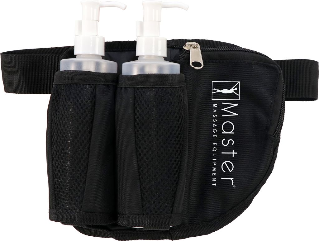 Master Massage Öl-Flaschenhalter Öl-Holster Doppelflasche Hüfttasche inkl. 2 x Spender Flasche, ca. 250ml