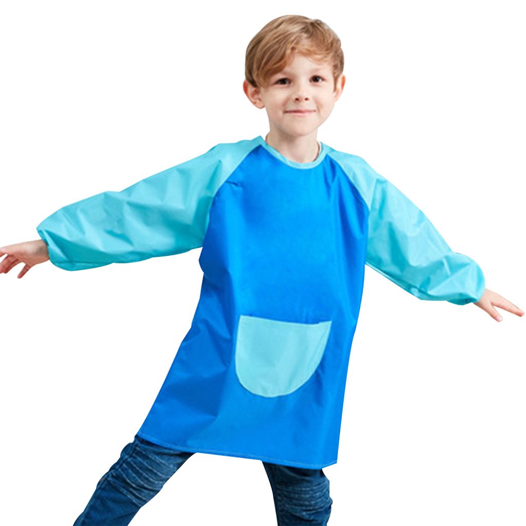 Malschürze Für Kinder – Wasserdichte Langarm-Bluse In Blau/Rosa, Größe Für 145–162 Cm, Mit Tasche