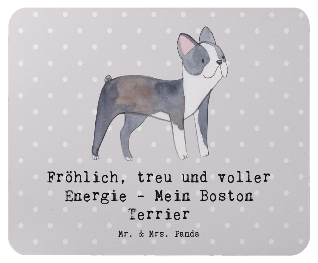 Mr. & Mrs. Panda Mousepad Boston Terrier Freude - Grau Pastell - Geschenk, Hunderassen, Mouse Pad, Hunde, besondere Verbindung, US-Hunderasse, lapt...