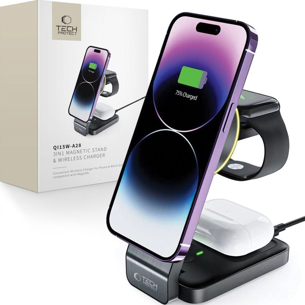 Tech-Protect Qi15W-A28 3V1 Magnetická Bezdrôtová Nabíjačka Obrázok produktu 