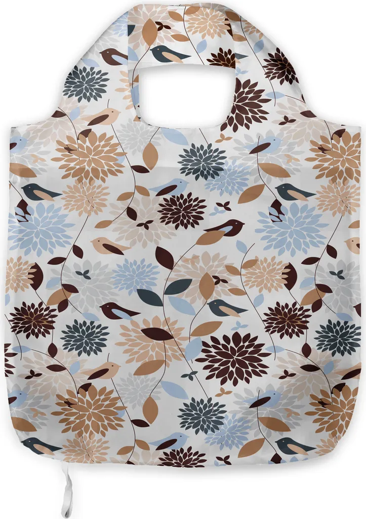 ABAKUHAUS Borsa in tessuto color terra, Hydrangea Summary, Pratiche borse per la spesa di uso quotidiano, Marrone Blu Bianco