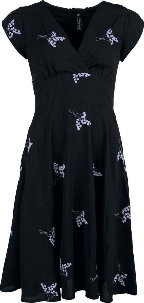 Voodoo Vixen Mittellanges Kleid Damen Lavender Bundle Emp Flare Dress schwarz XXL
