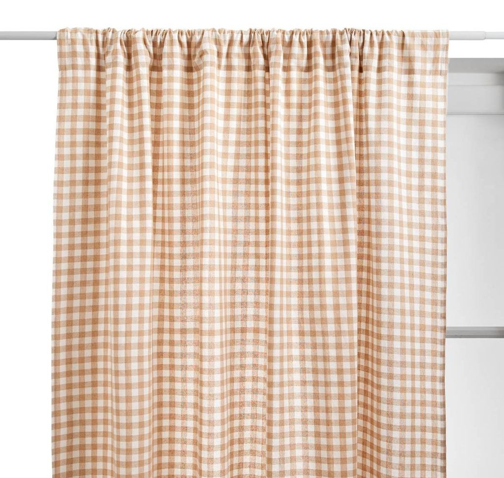 Vorhang groove 260x140cm vichy beige leinen - Atmosphera créateur d'intérieur
