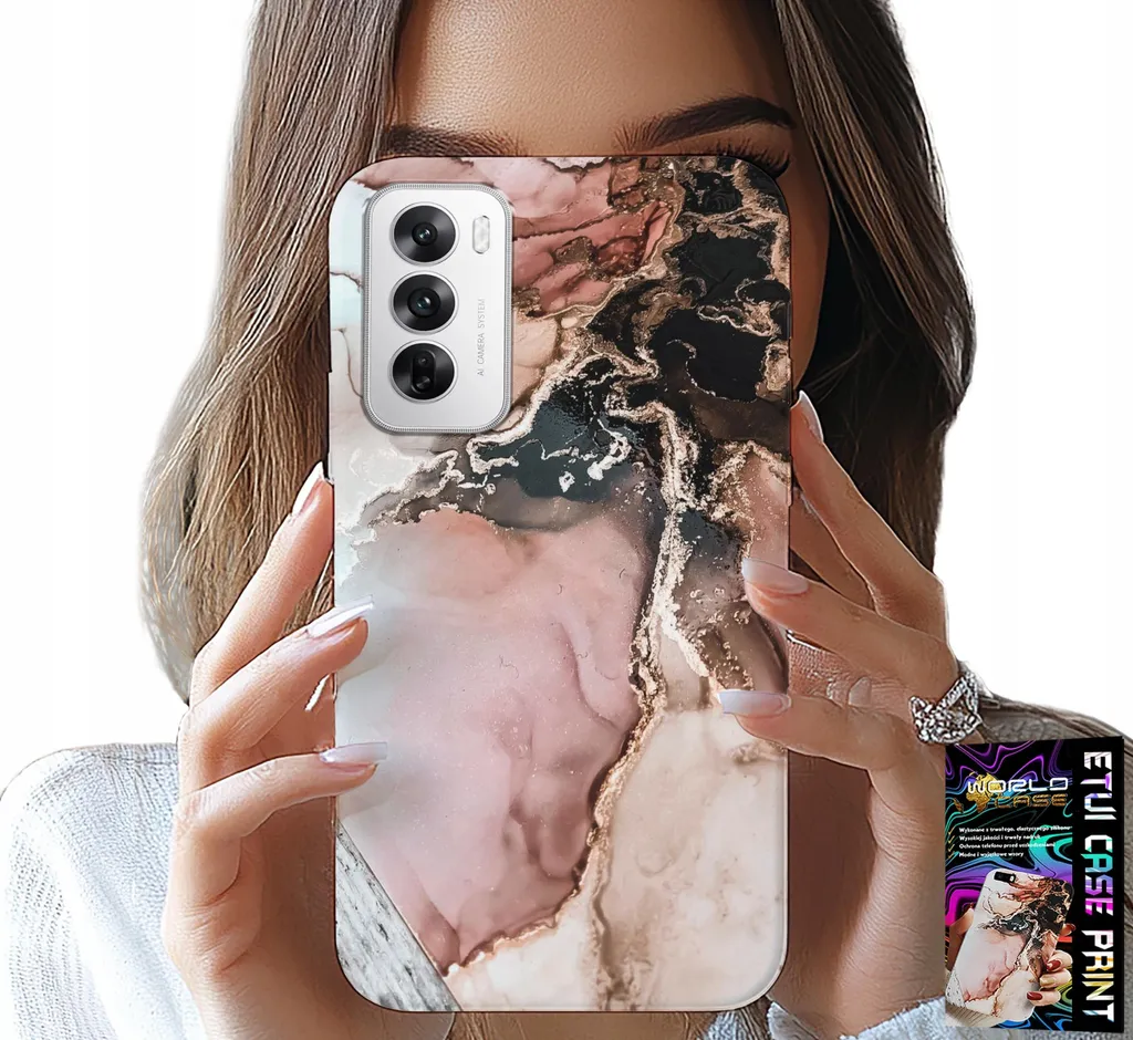 Cover Marmo Moda Oppo Reno12 Pro 5G - Custodia Glitter Gold Foil