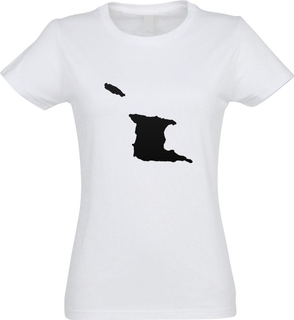 Kiwistar - T-Shirt tailliert - Damen - Weiss - Trinidad und Tobago Umriss - mit Motiv Bedruckt - Funshirt Design - Sport - Freizeit - Damen - L
