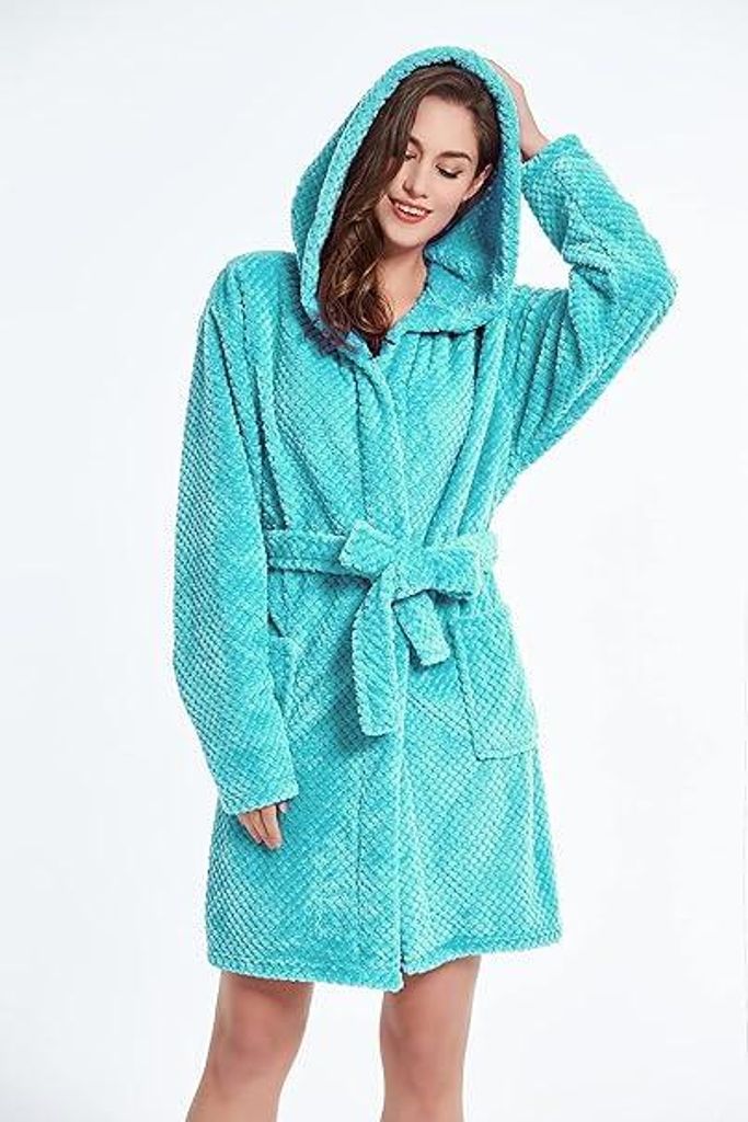 Bademantel Morgenmantel Leicht Frotte Waffelpique Uni Damen Herren Saunakilt
