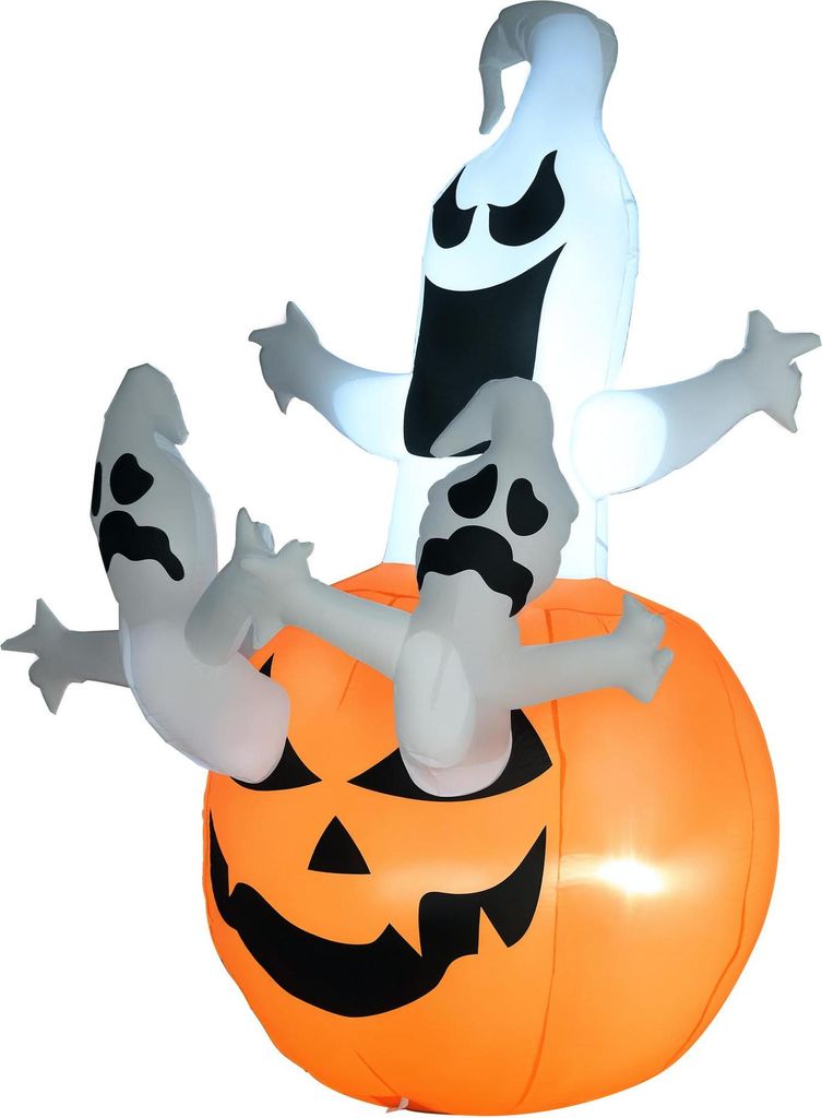HOMCOM Nadmuchiwana dyniowa figurka-duch na Halloween z Zdjęcie produktu 