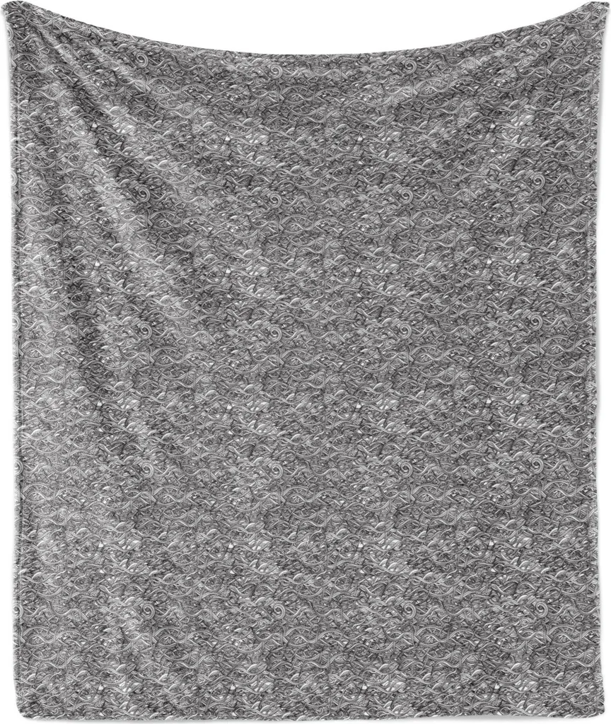 Coperta Morbida ABAKUHAUS 125x175 Pile Flanella Grigio Bianco