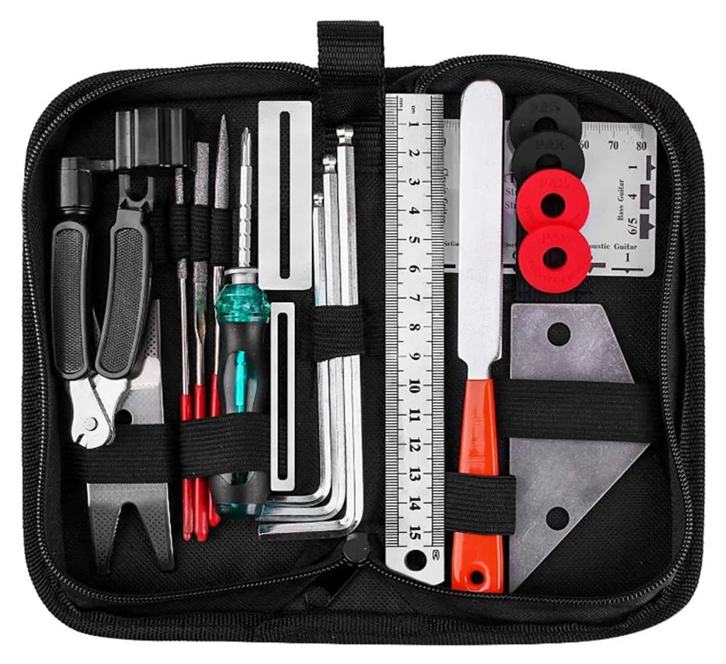 Kit de Lutherie 3 en 1 : Enrouleur de Cordes et Lime à Frettes en Acier