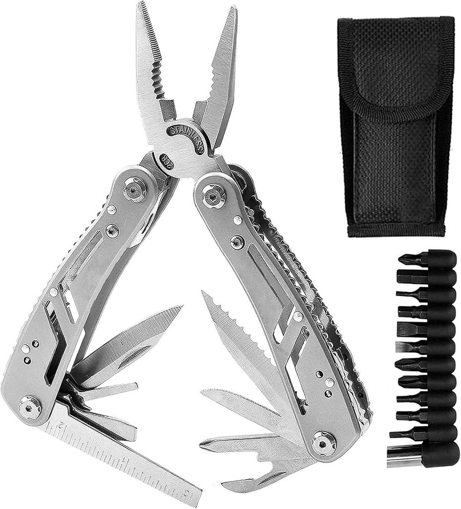 Mehrzweckzange, 24-in-1-Taschenwerkzeug im Schweizer Taschenmesser-Stil, perfekt für Outdoor, Überleben, Angeln, Camping, Wandern und einfache Re...