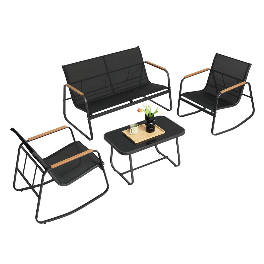 SONGMICS Gartenmöbel-Set, Balkonmöbel, 2 Schaukelstühle mit Produktbild 
