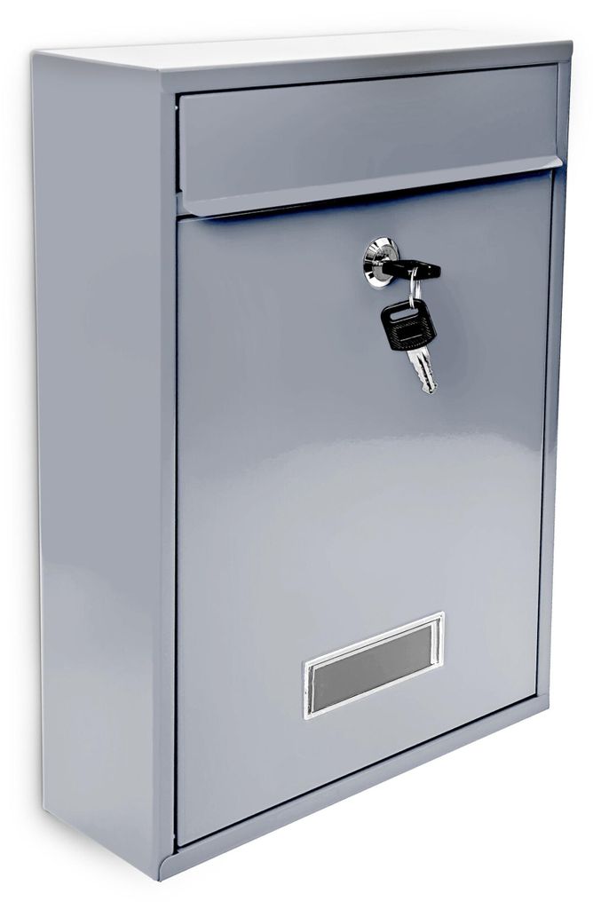 Design Briefkasten Metall Silber 26,5 x 35 x 8,5 cm Produktbild 
