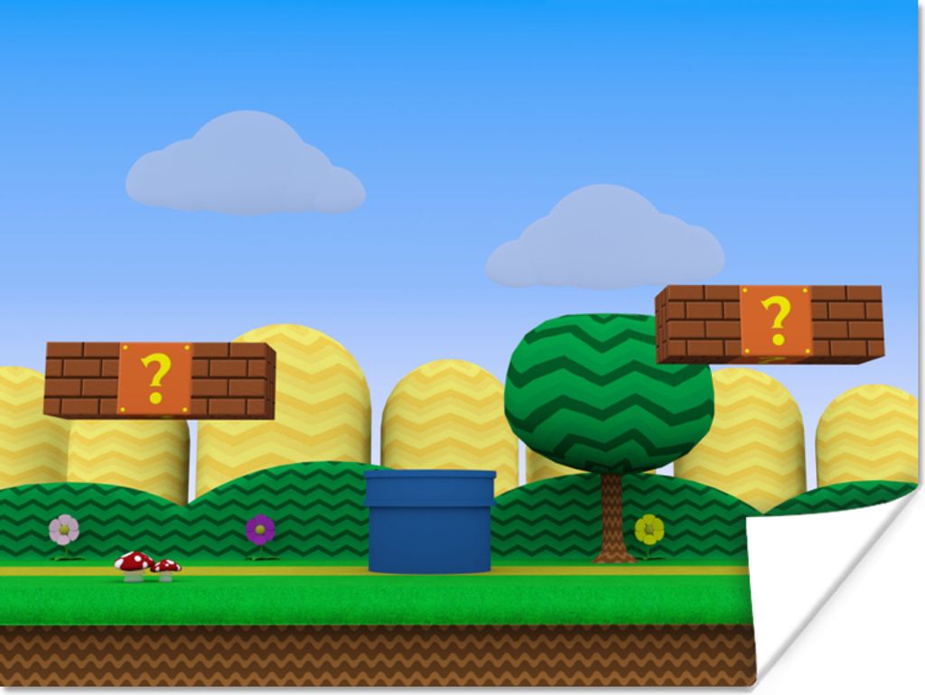 MuchoWow Poster Spiele - Platformer - Landschaft 40x30 cm - Plakate für die Wände - Poster Wohnzimmer