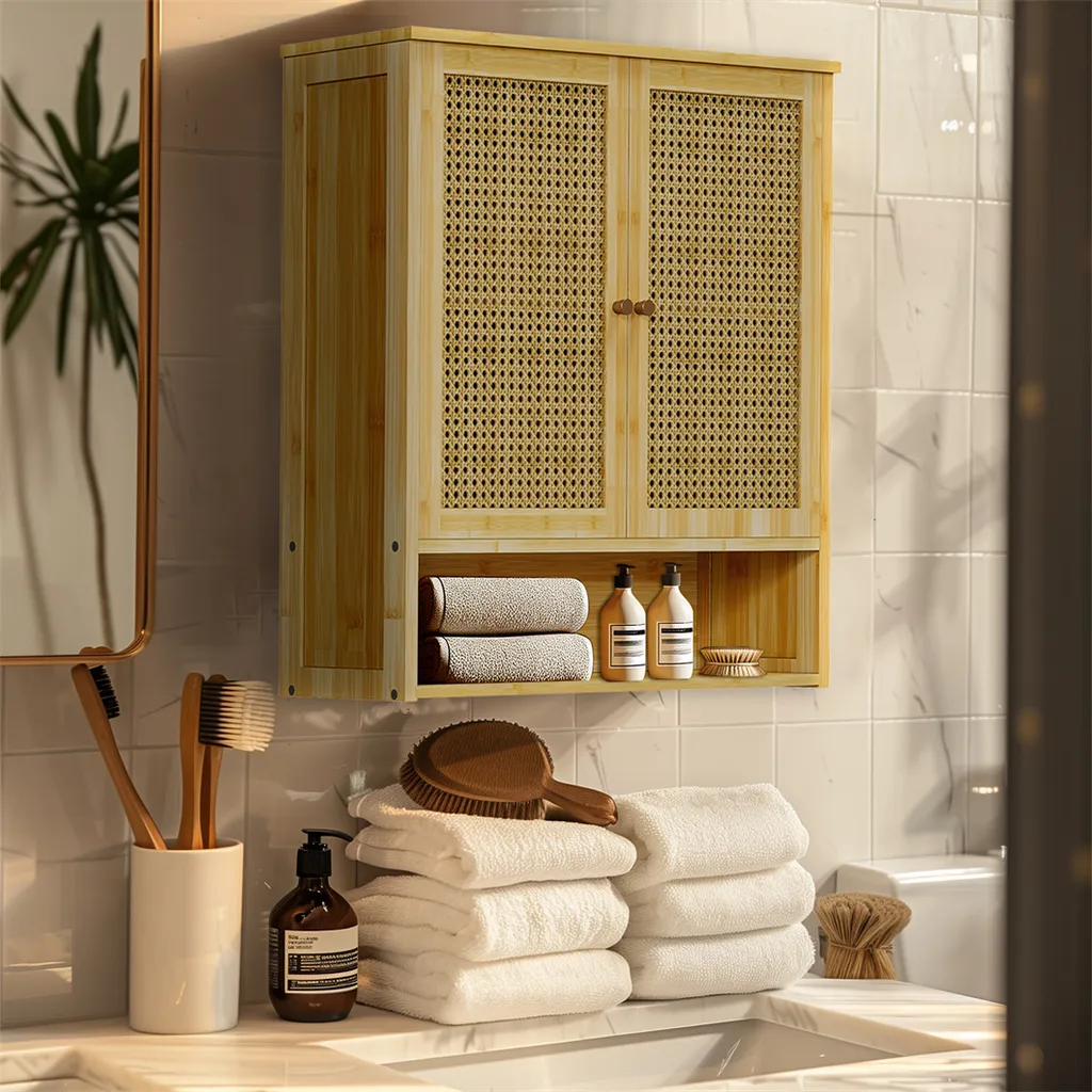 Armadietto Pensile Wisfor in Bambù: Mobile da Bagno Design Scandinavo - 2