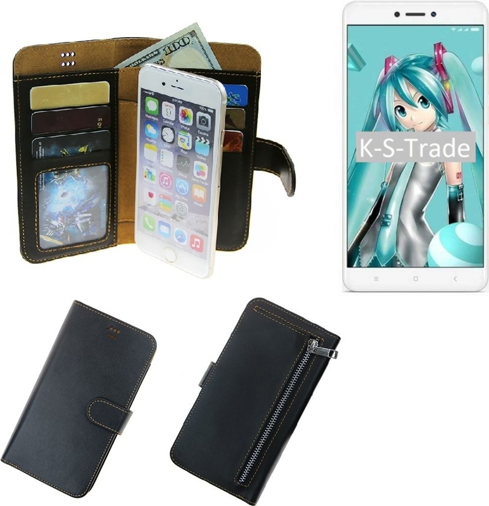 K-S-Trade Schutz Hülle kompatibel mit Xiaomi Redmi Note 4X Klapphülle Case Phone cover Slim Handytasche Handy Hülle schwarz aus Kunstleder (1 Stk)