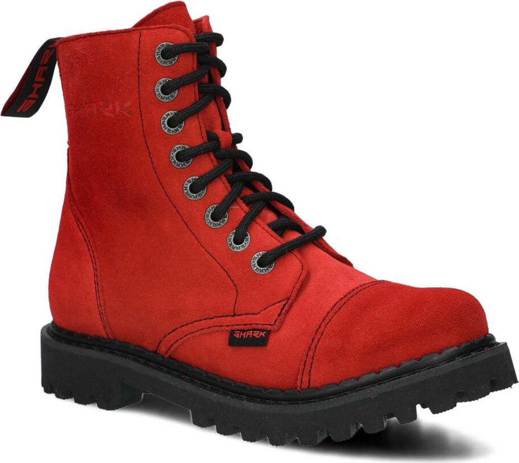 NAGABA Stiefel Damen Herren Springerstiefel 8-Loch - Leder - Rot - 41