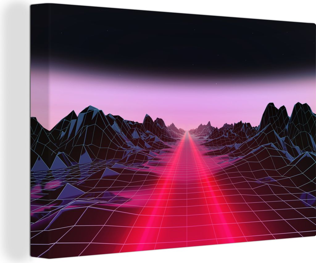 OneMillionCanvasses - Leinwandbilder - 140x90 cm, Spiele - Futuristisch - Neon, Wandbilder Kunstdruck Wanddekoration