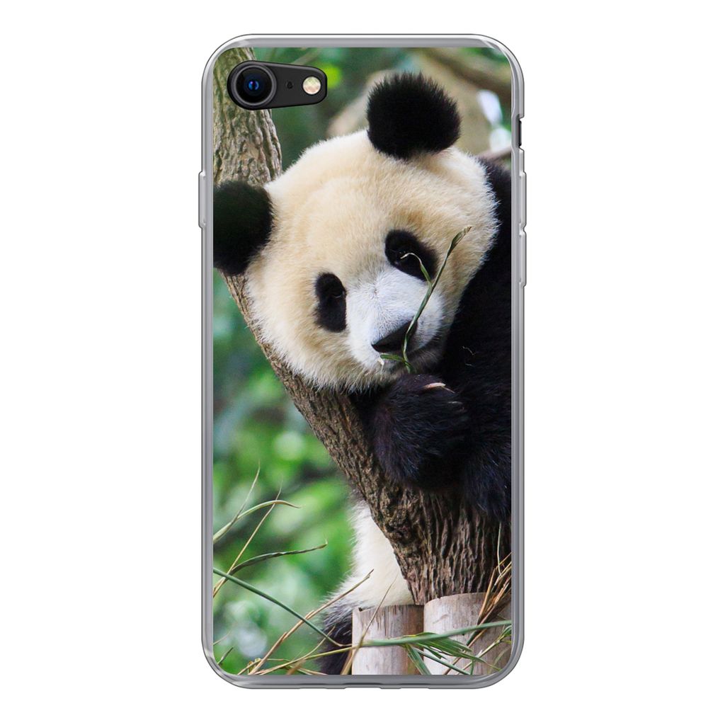 MuchoWow Handyhülle Schutzhülle Hülle für iPhone 7 Panda - Tiere - Dschungel - Natur Silikon Softcase Handy Hülle - Kartenhalter