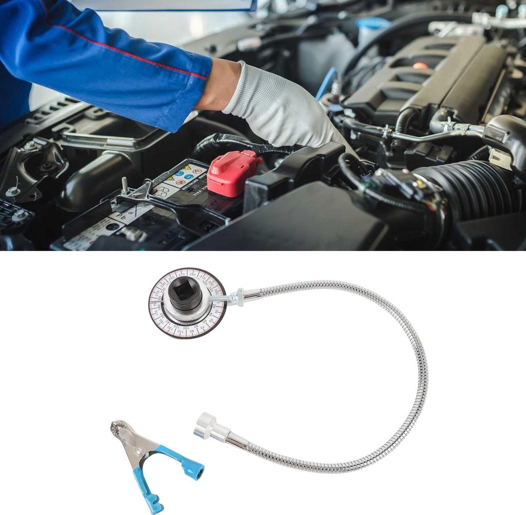 Torsionswinkelmesser, legierter Stahl, 1/2-Zoll-Antrieb, klare Skala, 360°-Biegeschlüssel-Messgerät mit Federklemme und starkem Magnet