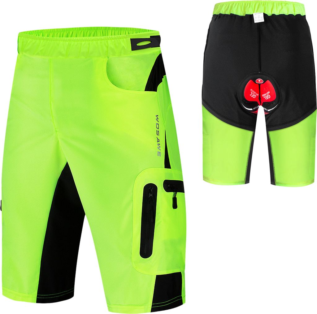 Herren 2 in 1 Radhose Atmungsaktive, schnell trocknende MTB-Mountainbike-Baggy-Shorts mit 3D-Polsterung