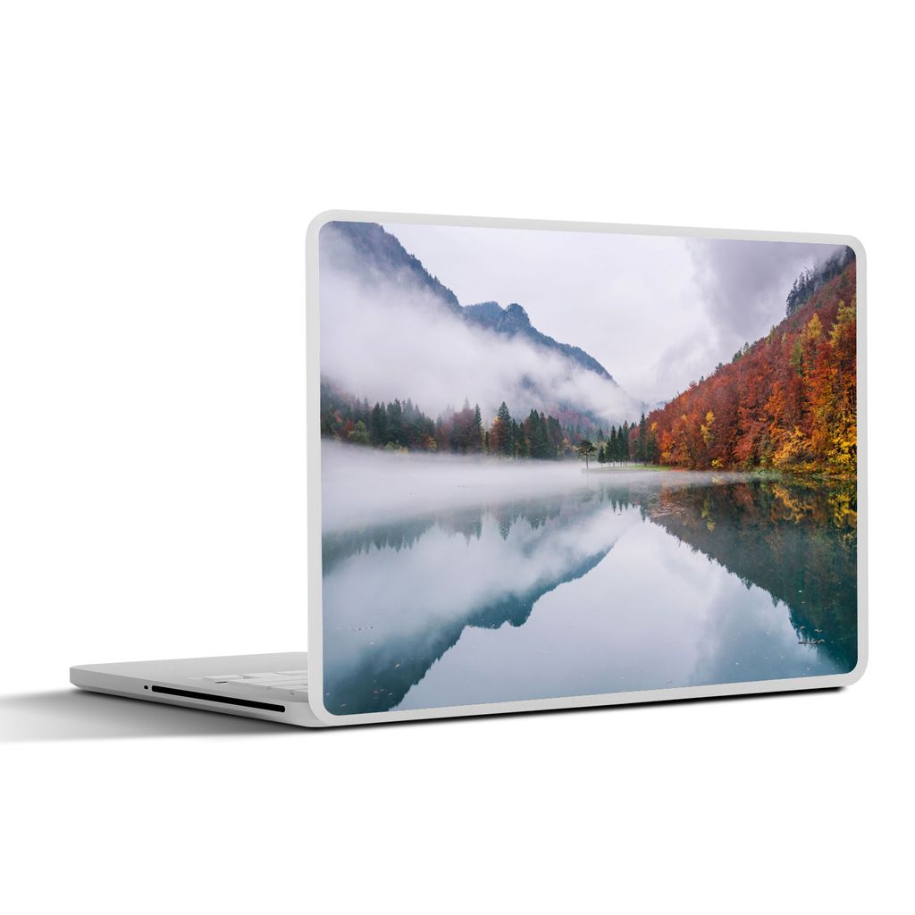 MuchoWow Laptop Aufkleber Sticker Cover Herbst - Nebel - Wasser - Landschaft 30x22 cm - Laptop-Sticker
