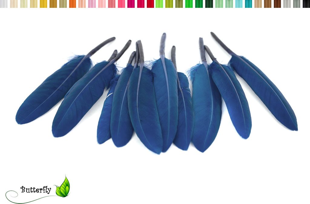 10 Entenfedern ca. 10-15cm, Farbauswahl:dunkelblau / navy Produktbild 