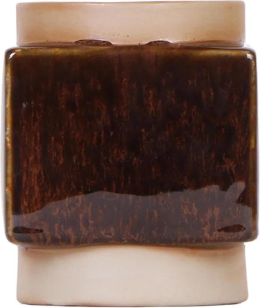 Cache-pot en céramique marron 9cm carré idéal pour petite orchidée