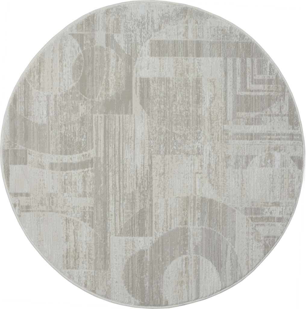 Teppich CERCHIO rund Creme-Grau 120 x 120 cm