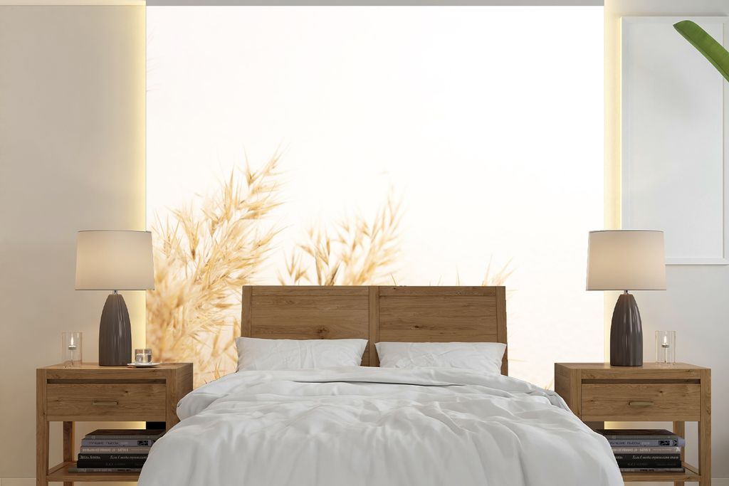 MuchoWow Fototapete für Wohnzimmer oder Schlafzimmer Wandtapete Vinyl Motivtapete Weizen - Natur - Sonne - 220x220 cm - Tapeten