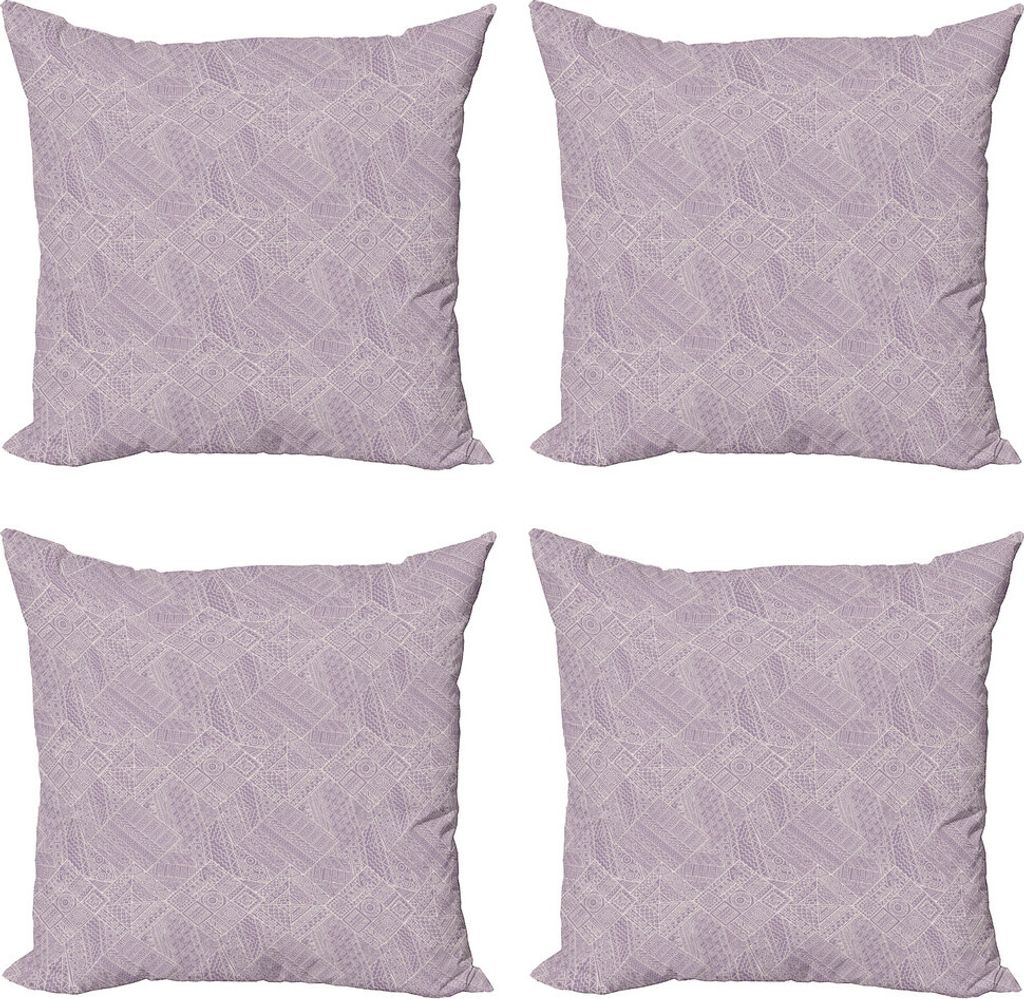 ABAKUHAUS Abstrakt Kissenbezug Set (4 Stück), Zigzags Geometric, Moderner Doppelseitiger Digitaldruck, 40 cm x 40 cm, Mauve und Eggshell