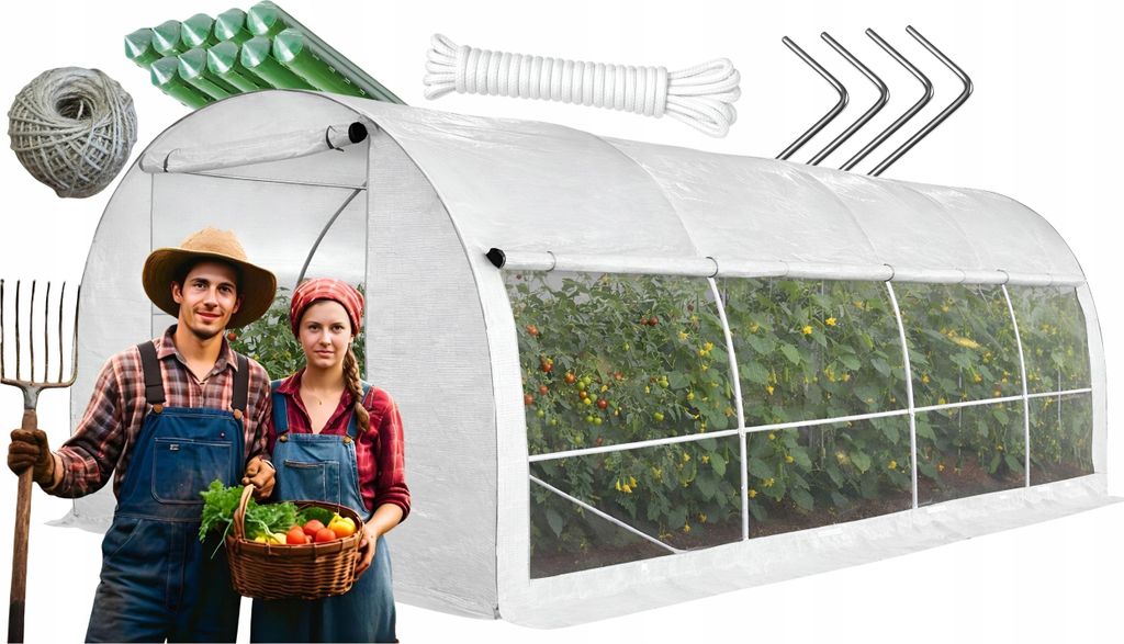 Ekspand | Gewächshaus Tunnel - 3 × 6 m - Weiß - - Mit Moskitonetz - Stabil