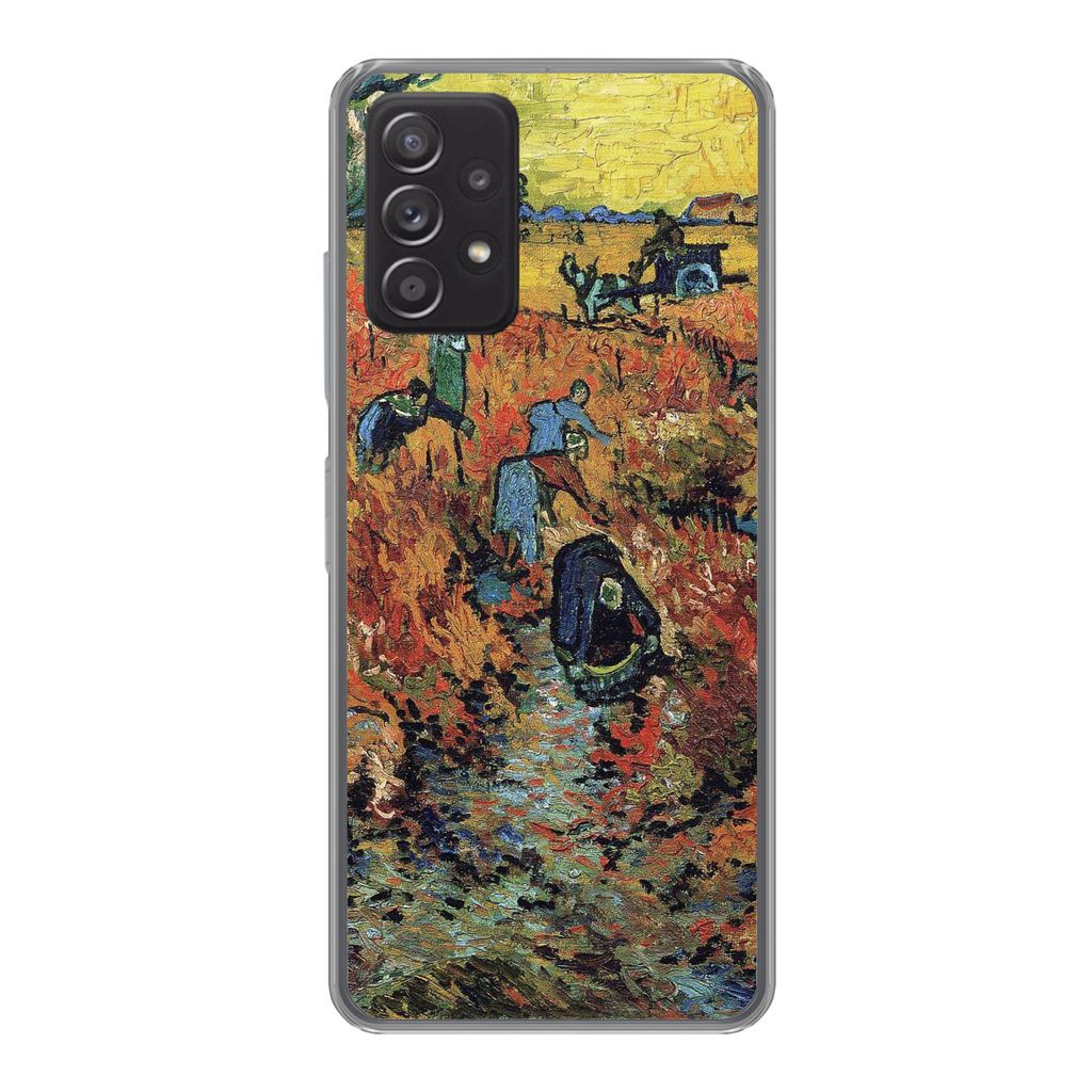 MuchoWow Handyhülle Schutzhülle Hülle für Samsung Galaxy A33 5G Der rote Weinberg - Vincent van Gogh Silikon Softcase Handy Hülle - Kartenha...