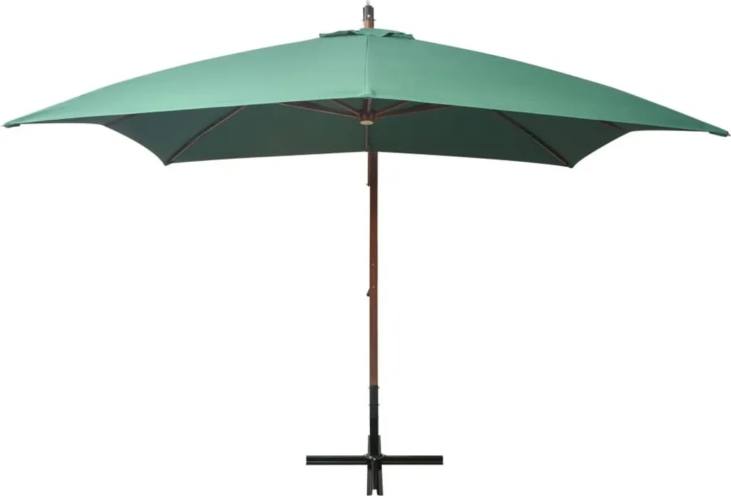 Grand Parasol de Jardin Carré 3m Vert avec Mât en Bois Noble vidaXL
