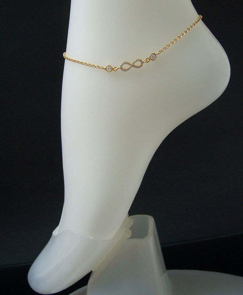 Fußkette Fuß Kette 925 Silber Gold 24-27cm Infinity Produktbild 4