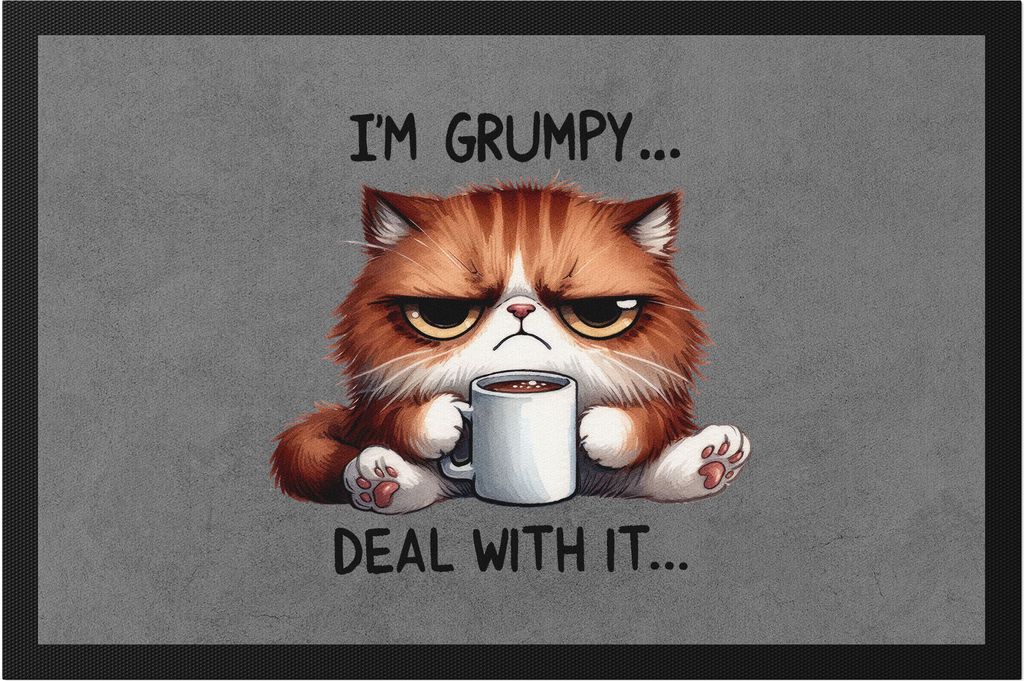 I'm Grumpy Deal With It Fußmatte Lustige Katze Morgenmuffel Humor Geschenkidee