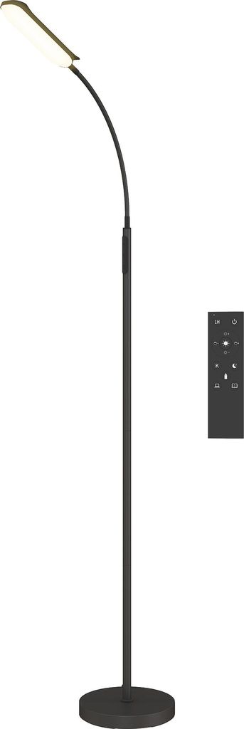 LED Stehlampe mit 5 Beleuchtungsmodi, Speicherfunktion, dimmbar, Stahlgestell Schwarz, Wohnzimmerleuchte