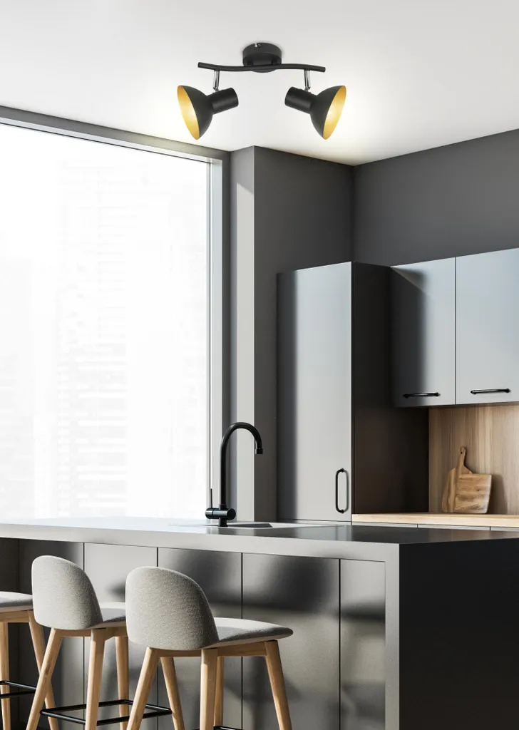 Plafonnier DISO Noir 92-63427 - Solution Éclairage pour Petits Espaces