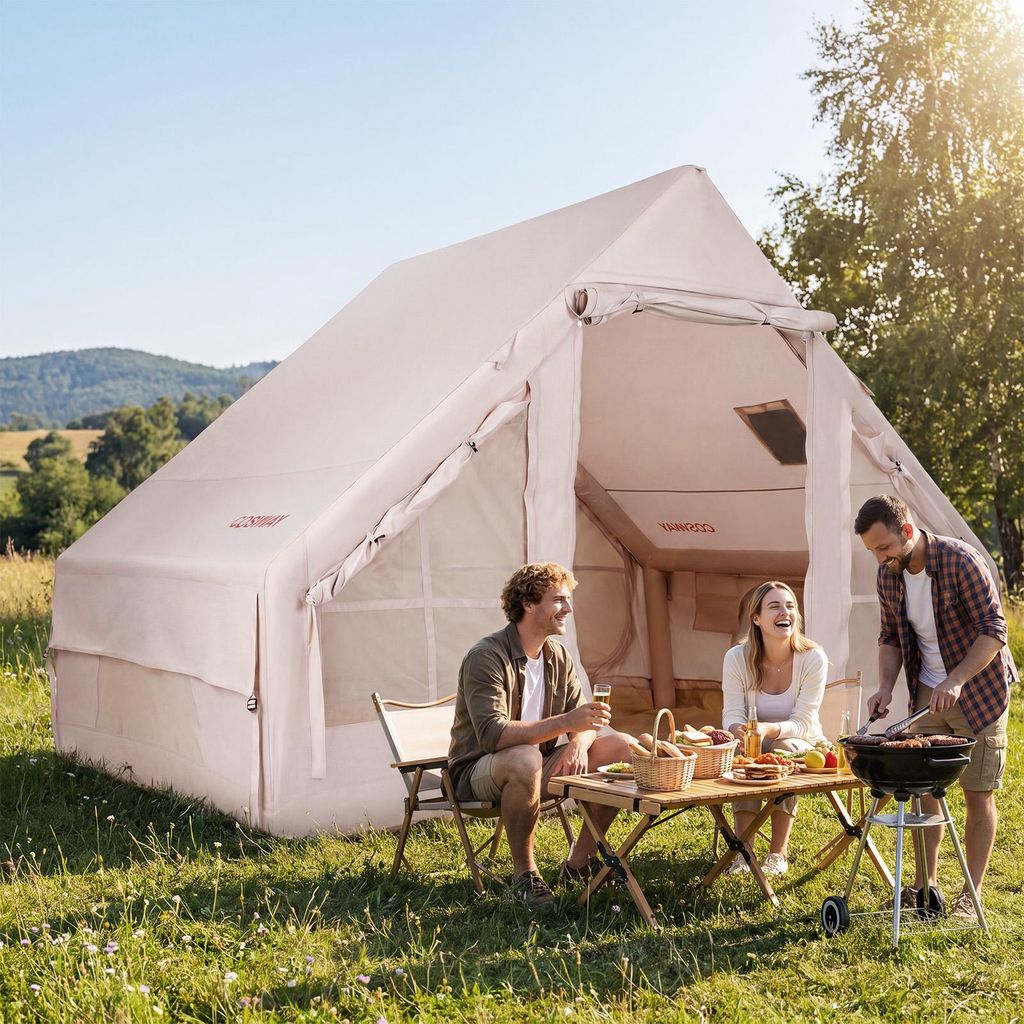 COSTWAY Aufblasbares Zelt fr 4 Personen, Campingzelt