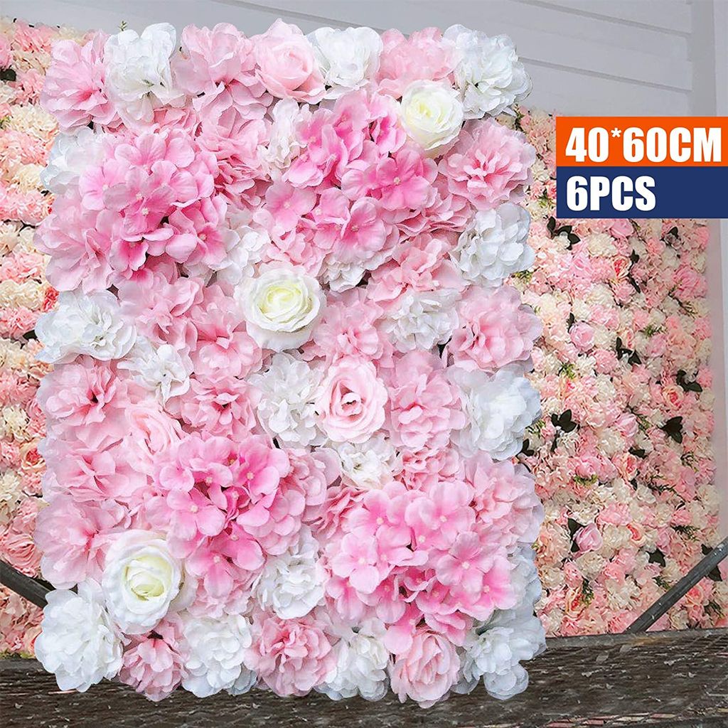 15 Stück Künstliche Blumenwand Hochzeit Hintergrund Flower Wall Panel 40×60 cm 