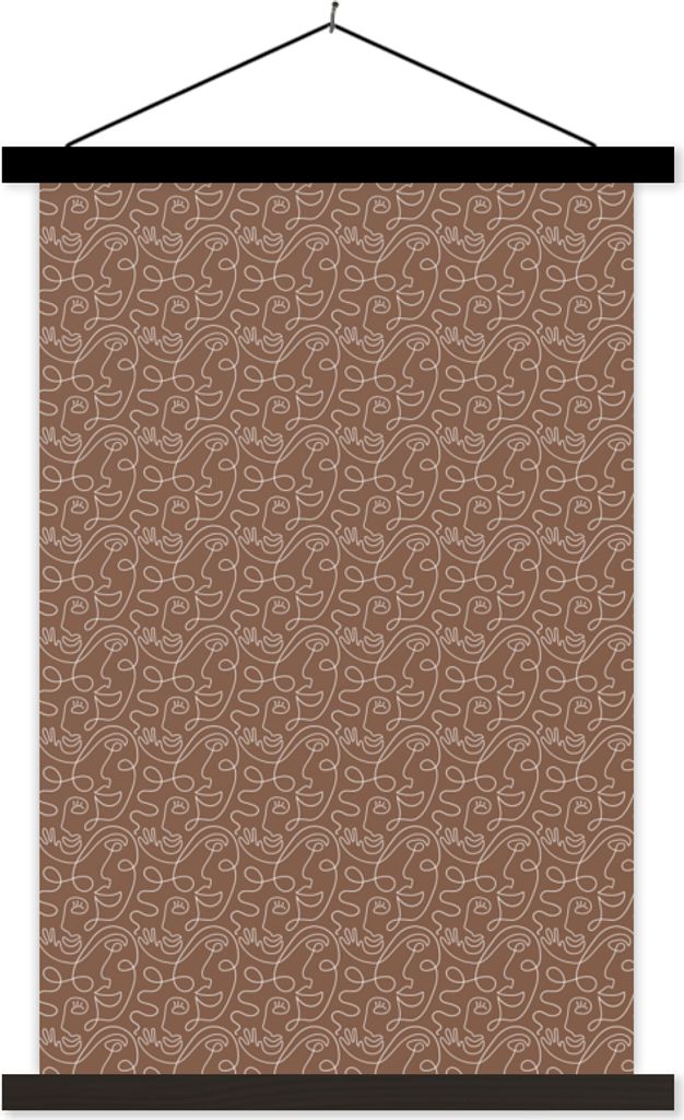 MuchoWow Textilposter Porträt - Muster - Abstrakt 120x180 cm mit schwarzem Rahmen - Fotos