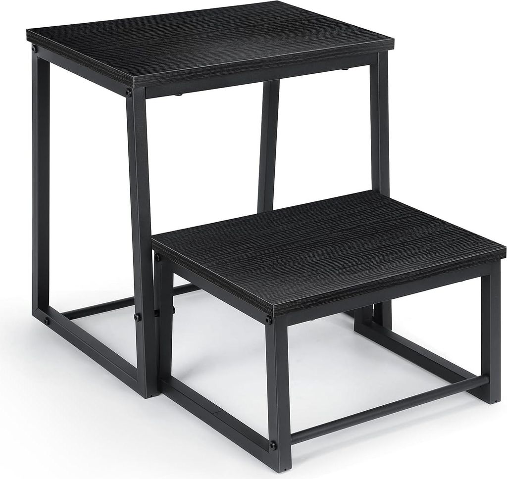2-stufiger klappbarer Tritthocker für Erwachsene und Kinder - 3-in-1 stabiler Holzfußhocker - Abnehmbar für Küche, Badezimmer, Schlafzimmer, To...